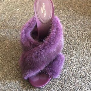Aquazurra fluffy mules